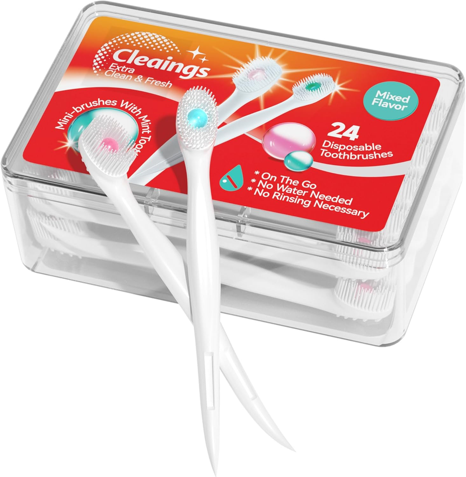 Mini Brushes-Disposable Toothbrushes with Cleaning Beads Toothpaste and Pick for
